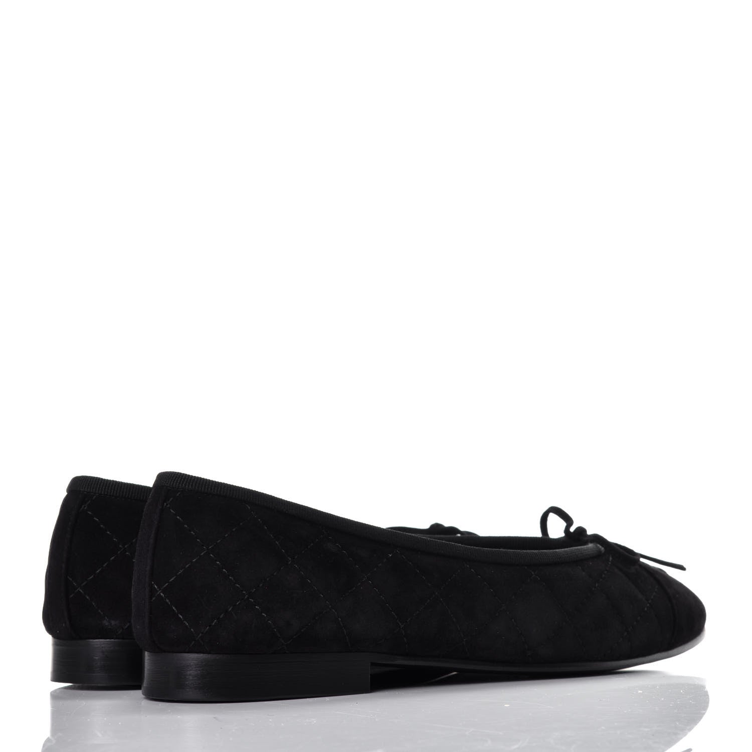 Chanel Suede Quilted Cap Toe CC Ballerina Flats 38 Black 4 of 9