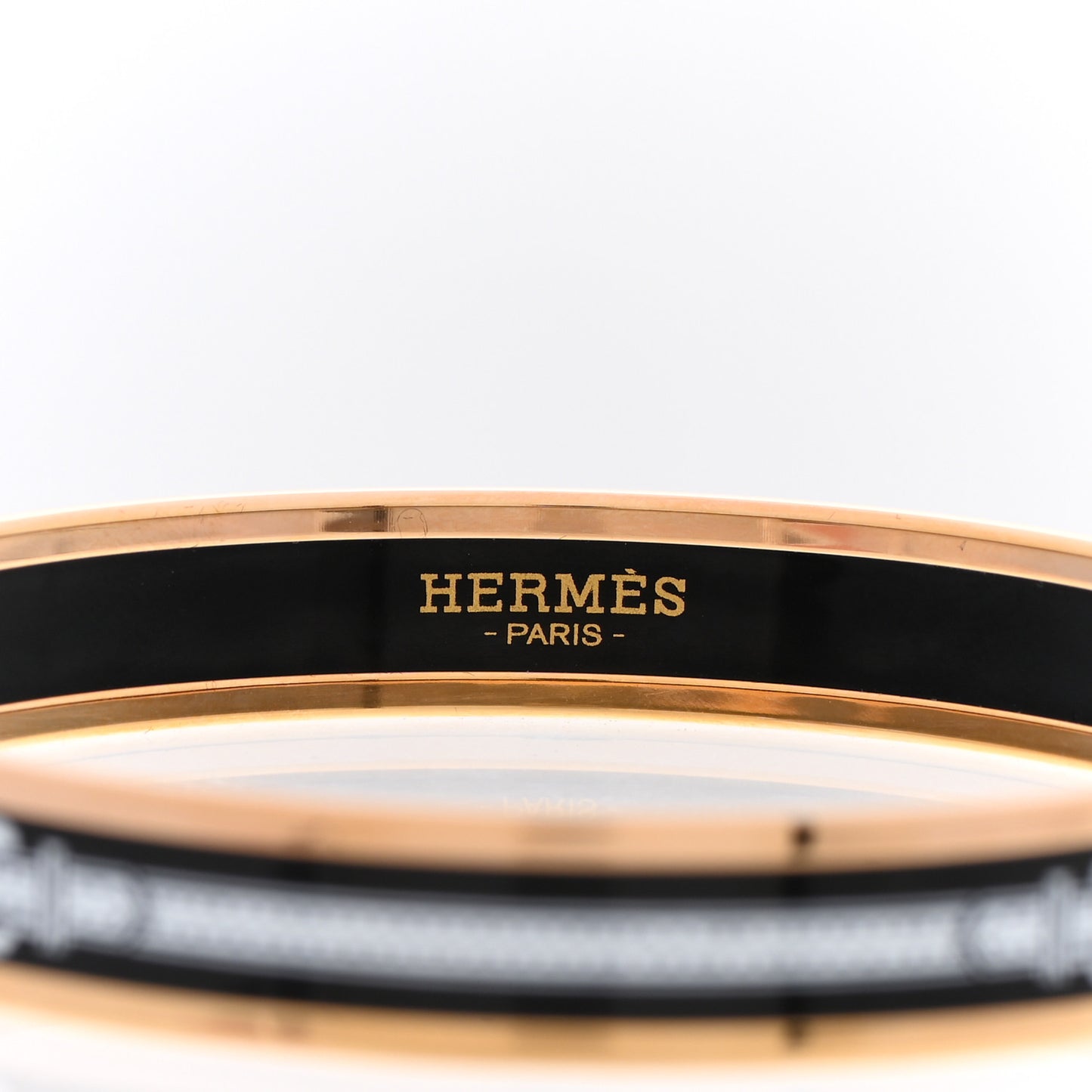 Enamel Printed Narrow Harnais Des Presidents Bracelet 70 Black White
