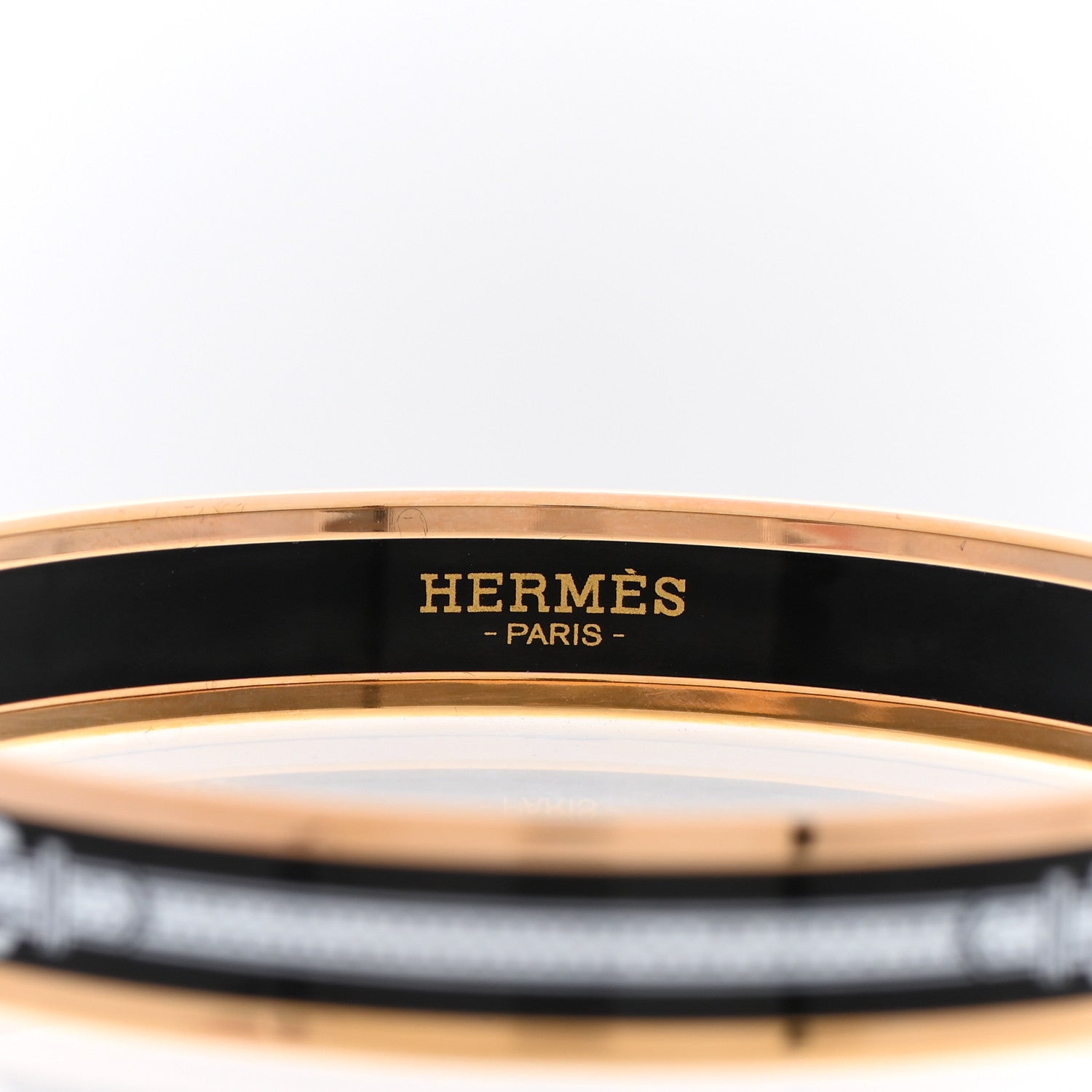 Hermes Enamel Printed Narrow Harnais Des Presidents Bracelet 70 Black White 4 of 6