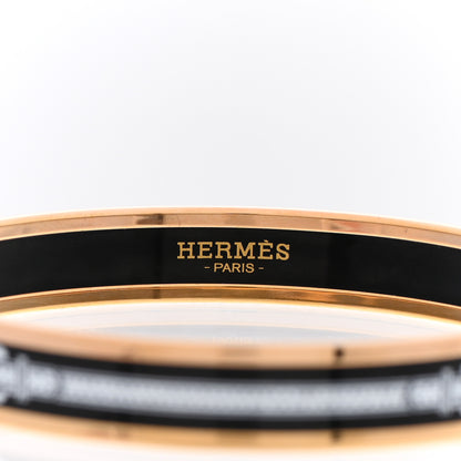 Hermes Enamel Printed Narrow Harnais Des Presidents Bracelet 70 Black White 4 of 6