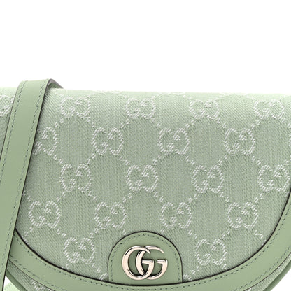 Gucci Denim GG Monogram Calfskin Mini Ophidia Flap Shoulder Bag Pale Green 8 of 10