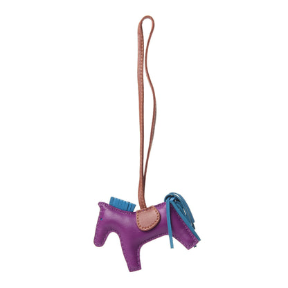 Hermes Milo Lambskin Grigri Rodeo Horse Bag Charm PM Anemone Bleu Izmir Fauve 1 of 3