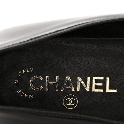 Chanel Lambskin Patent Calfskin Camellia Cap Toe Loafers 38 Black 8 of 10