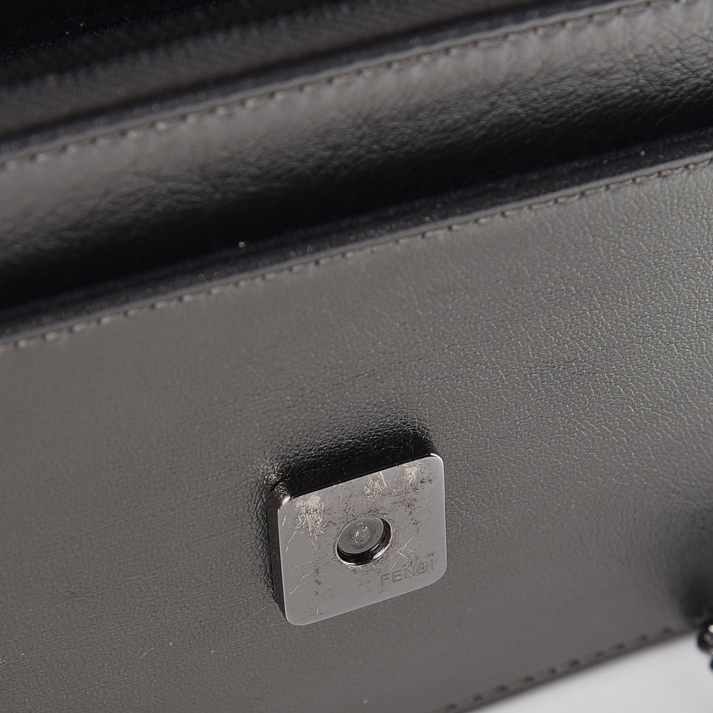 Glossy Calfskin Crystal Studded Tube Wallet On Chain Graphite
