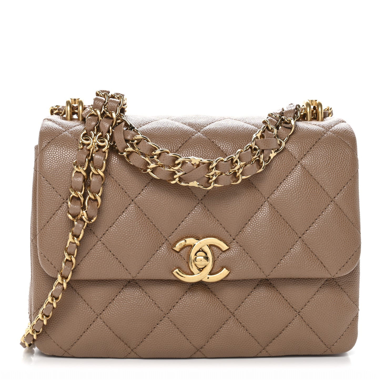 Caviar Quilted Mini Coco First Flap Beige