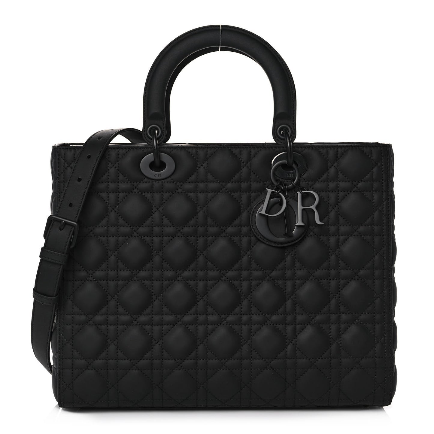 Ultra Matte Calfskin Cannage Large Lady Dior Black
