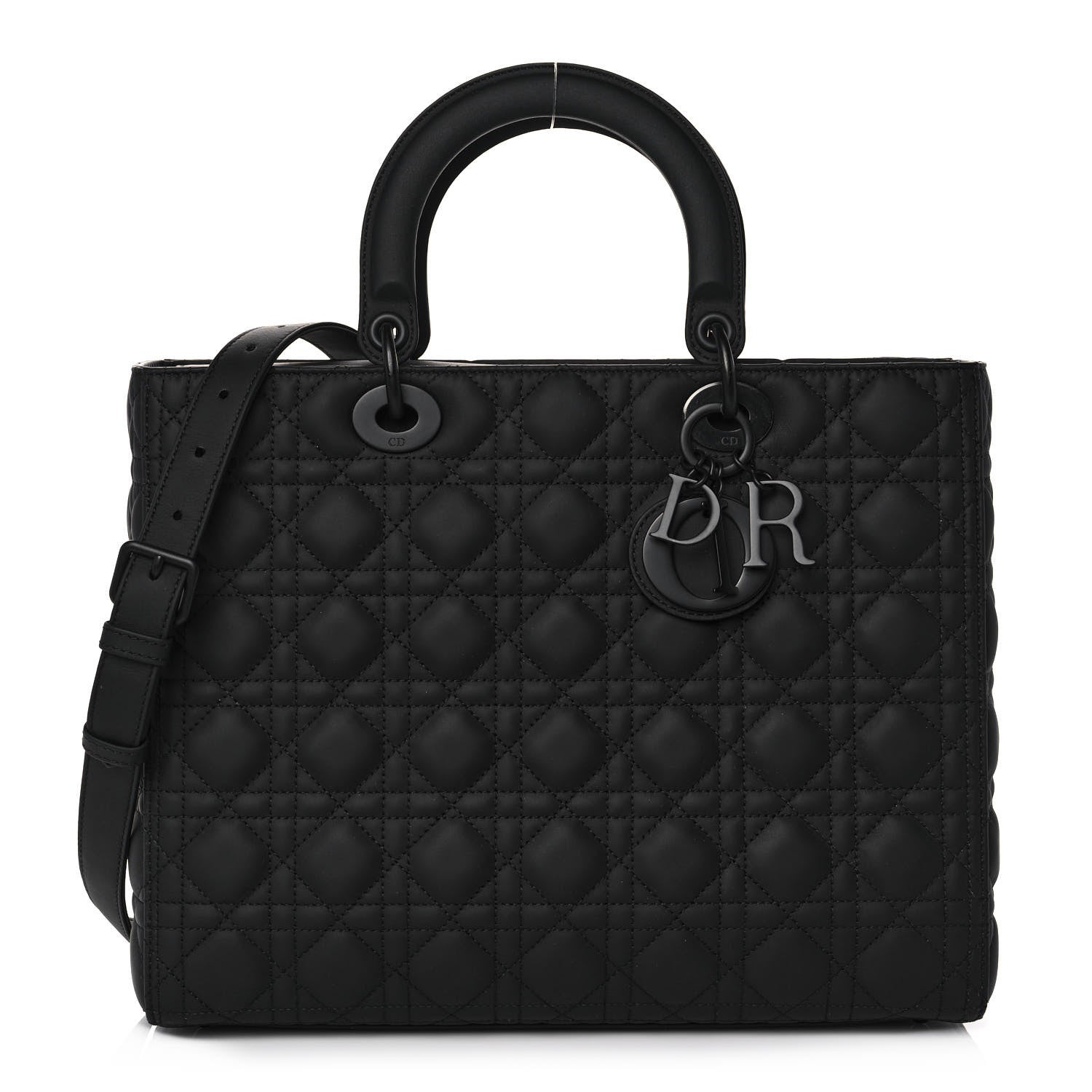 Christian Dior Ultra Matte Calfskin Cannage Large Lady Dior Black 1 of 12