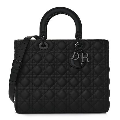 Christian Dior Ultra Matte Calfskin Cannage Large Lady Dior Black 1 of 12