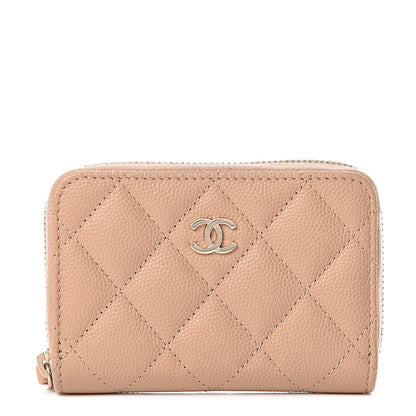 Chanel Caviar Quilted Zip Coin Purse Beige 1 of 8