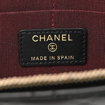 Chanel Lambskin Quilted Classic Pouch With Handle Black 8 of 9