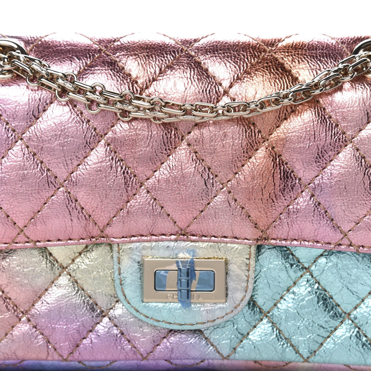 Metallic Goatskin Quilted Mini 2.55 Reissue Flap Multicolor