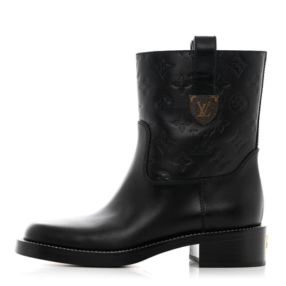 Louis Vuitton Calfskin Monogram Downtown Ankle Boots 38 Black 1 of 10
