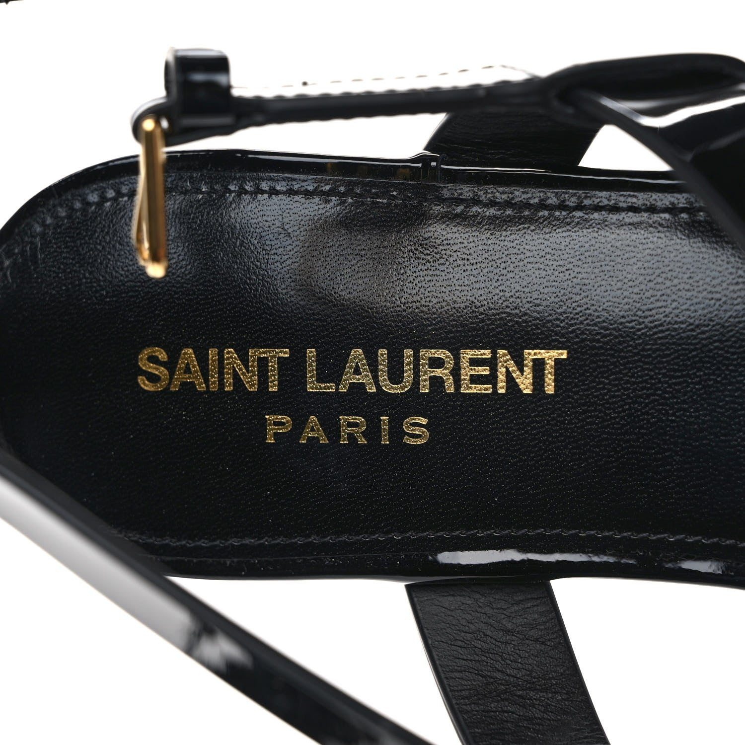 Saint Laurent Patent Calfskin Cassandra Monogram Sandals 39.5 Black 7 of 9
