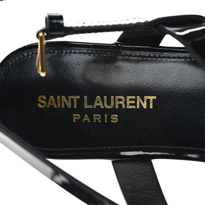 Saint Laurent Patent Calfskin Cassandra Monogram Sandals 39.5 Black 7 of 9