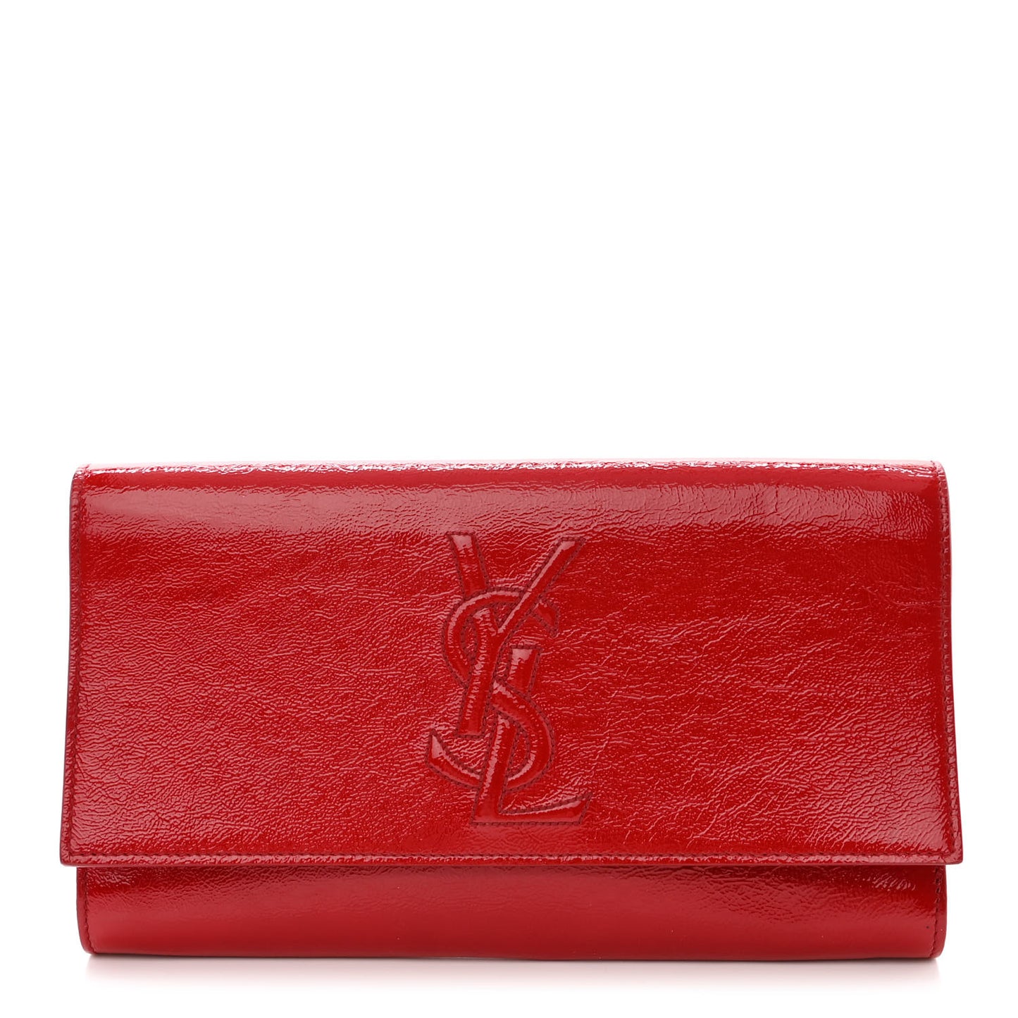Textured Patent Monogram Large Belle De Jour Clutch Red
