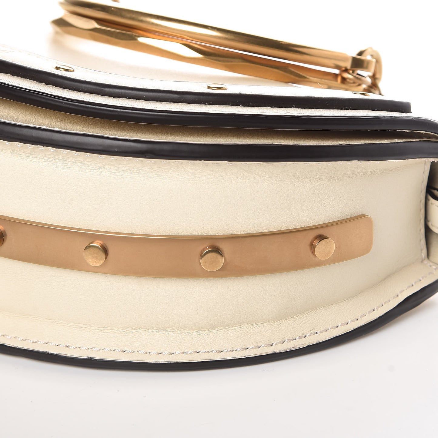 Calfskin Small Nile Bracelet Minaudiere Bag Off White