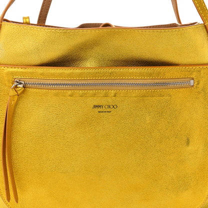 Jimmy Choo Metallic Nappa Suede Stevie Reversible Tote Saffron Caramel 6 of 9
