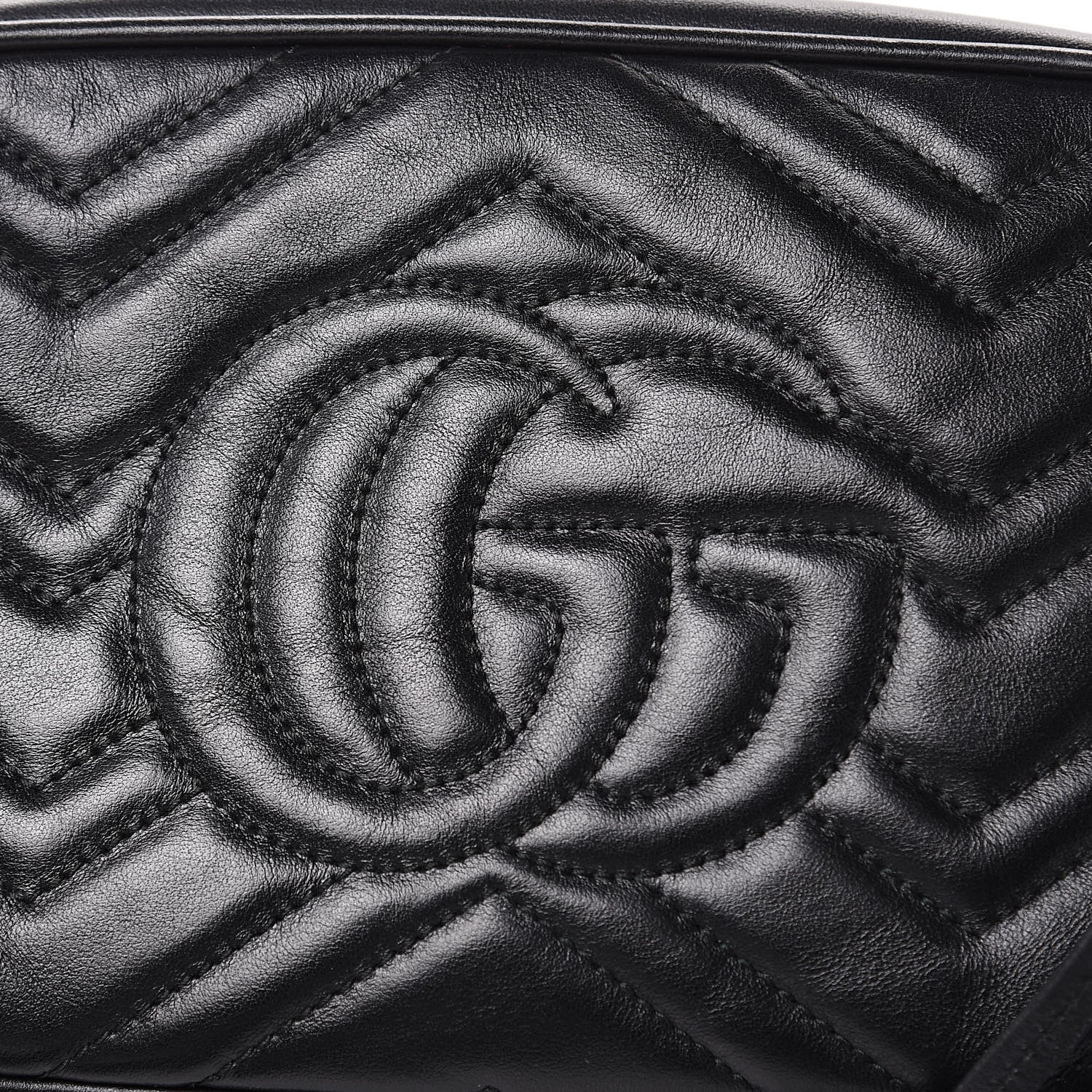 Gucci Calfskin Matelasse Small GG Marmont Chain Shoulder Bag Black 10 of 13
