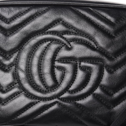 Gucci Calfskin Matelasse Small GG Marmont Chain Shoulder Bag Black 10 of 13