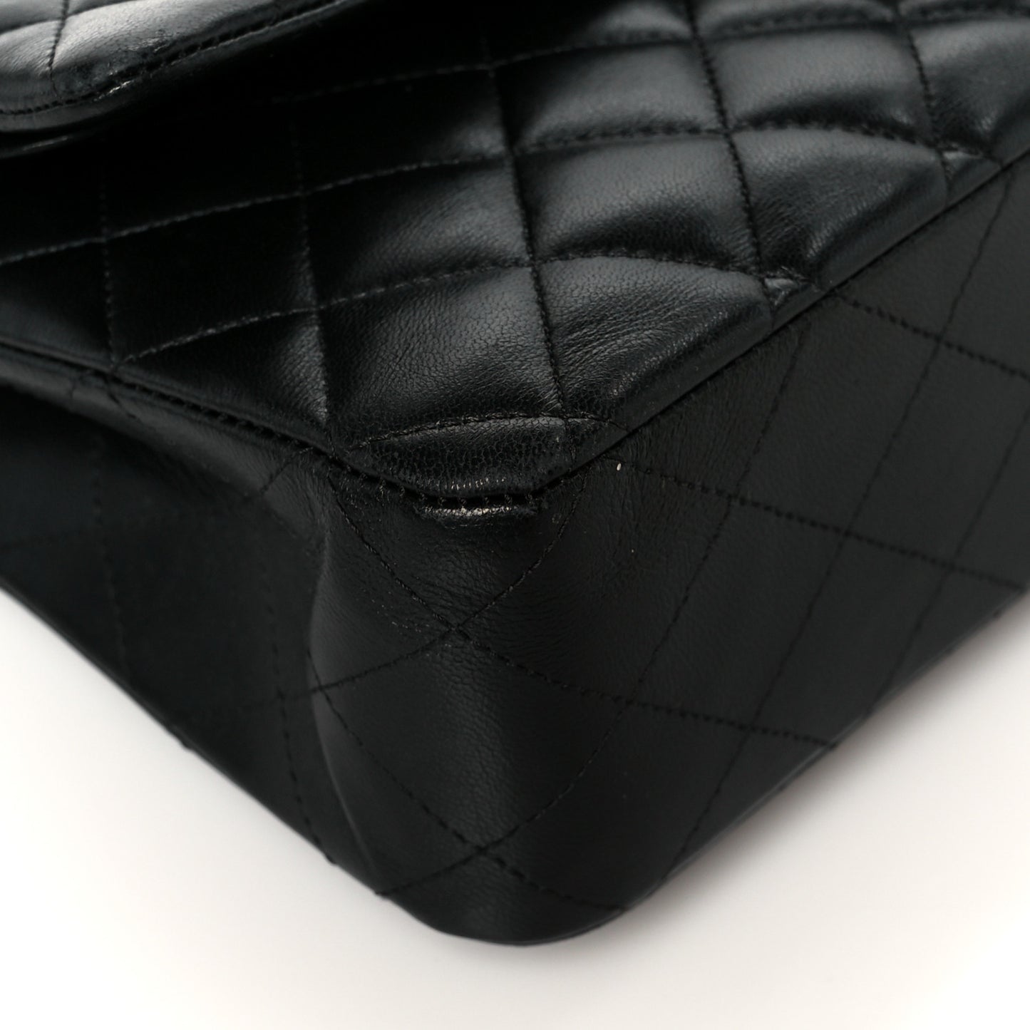 Lambskin Quilted Medium Double Flap Black