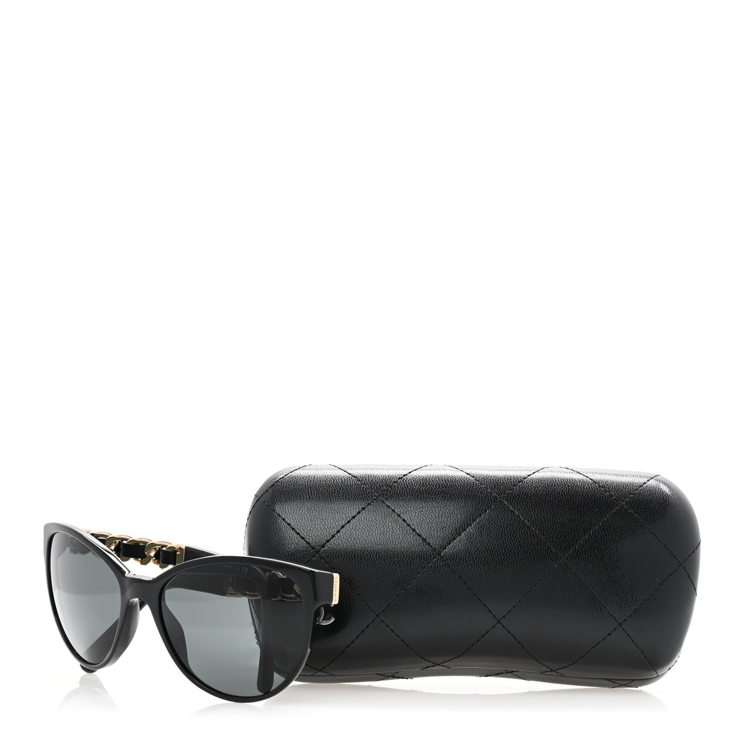 Cat Eye Chain Sunglasses 5215-Q Black