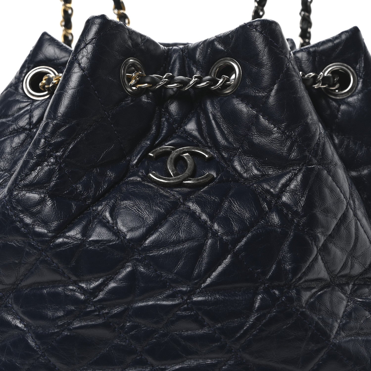 Chanel Aged Calfskin Quilted Small Gabrielle Backpack Blue Black 8 of 10