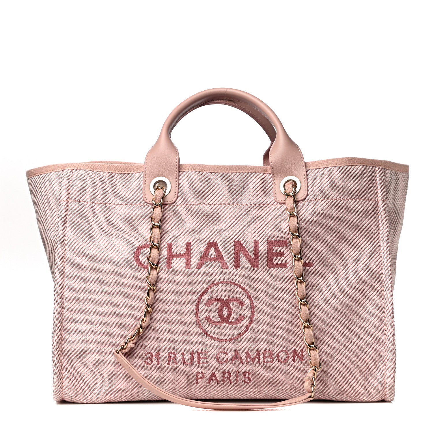 Chanel Mixed Fibers Calfskin Medium Deauville Tote Rose Pink 1 of 11