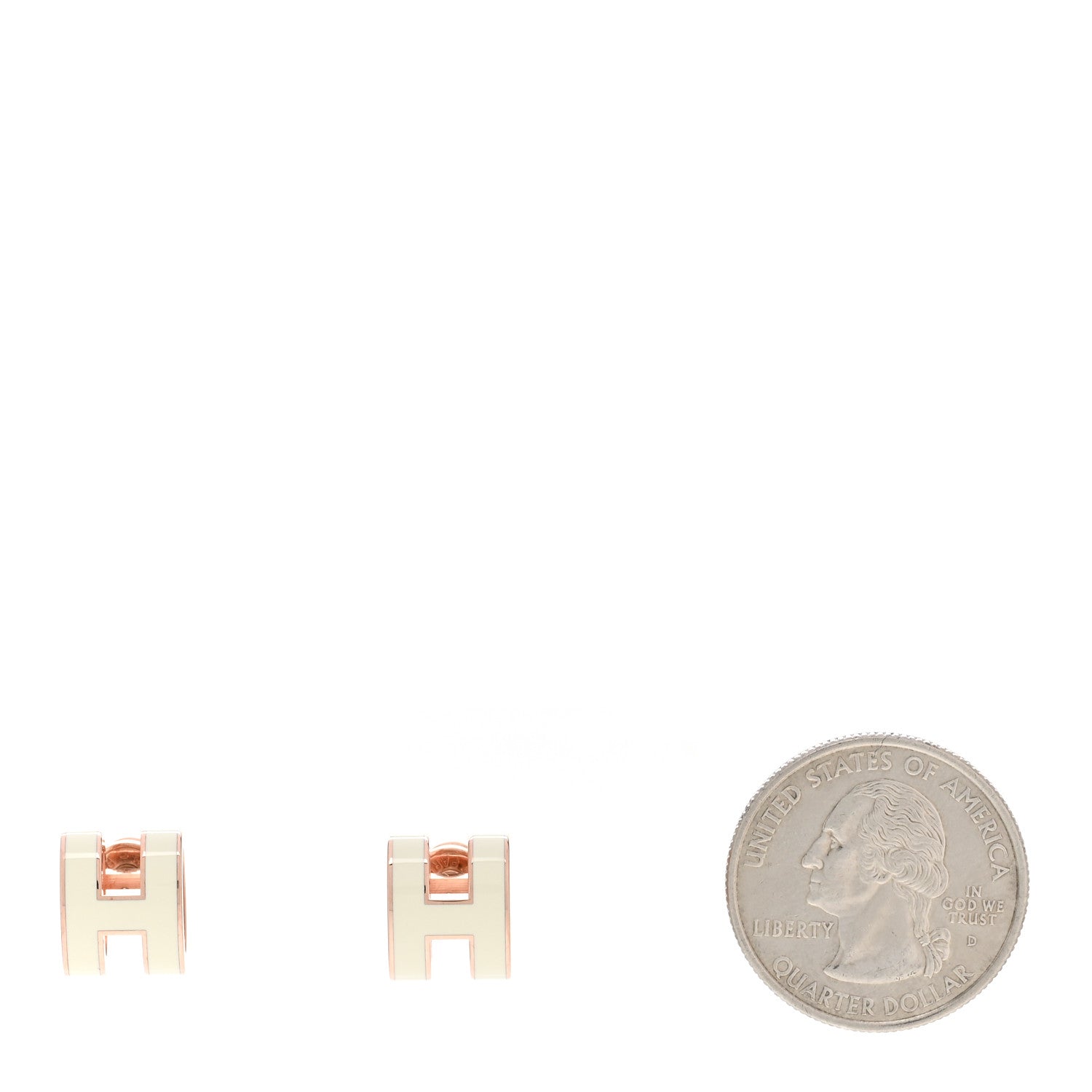 Hermes Rose Gold Lacquered Mini Pop H Earrings White 2 of 7