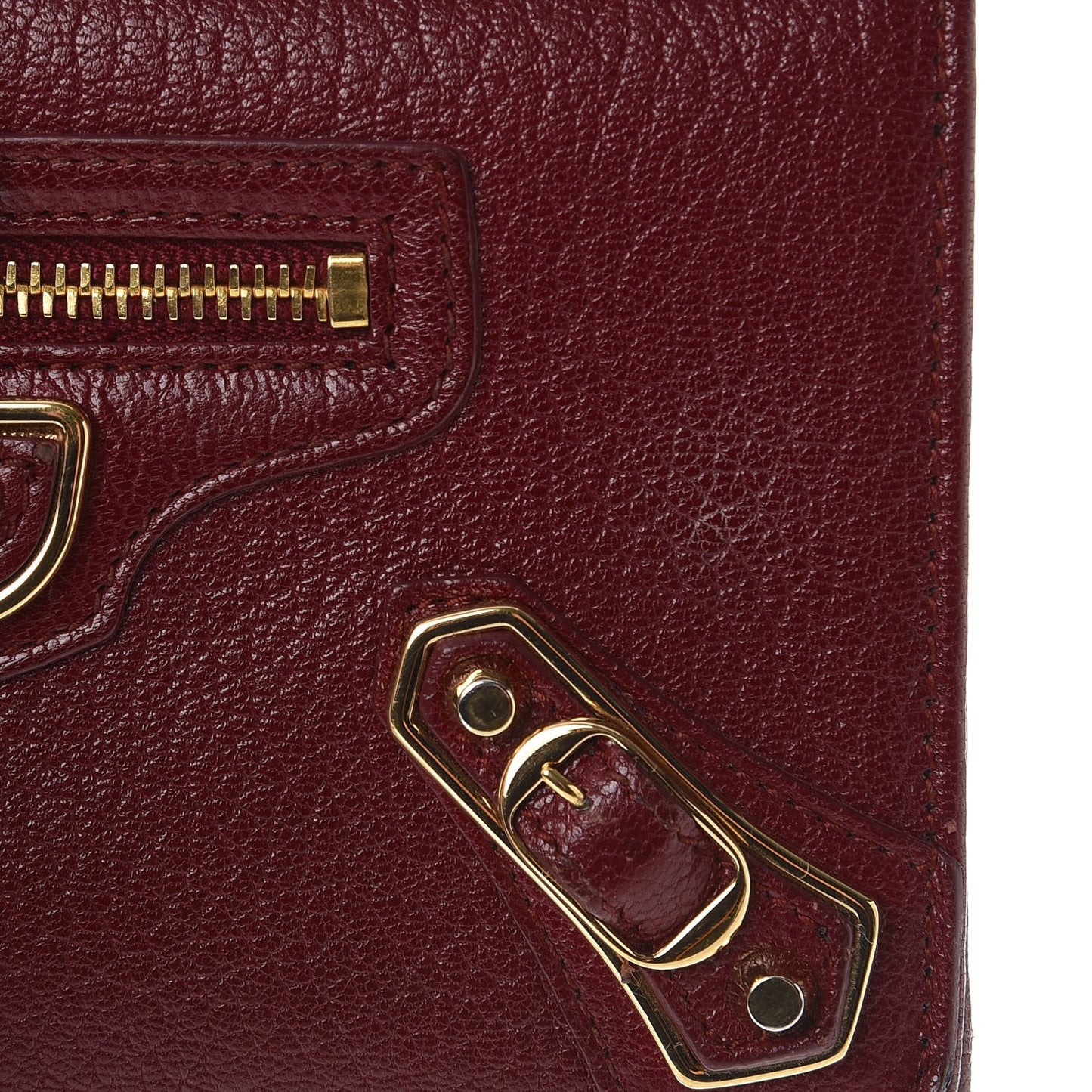 Chevre Gold Metallic Edge Hardware Money Wallet Bordeaux