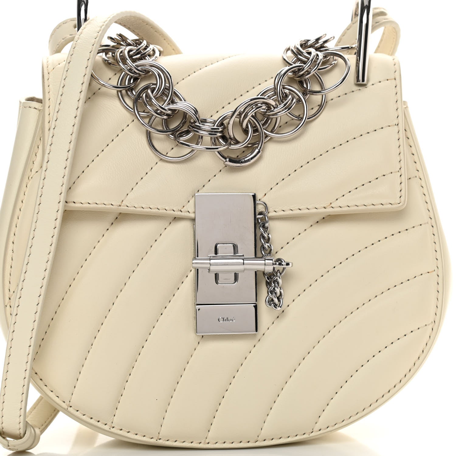 Chloe Calfskin Quilted Mini Drew Bijou Shoulder Bag Natural White 7 of 12