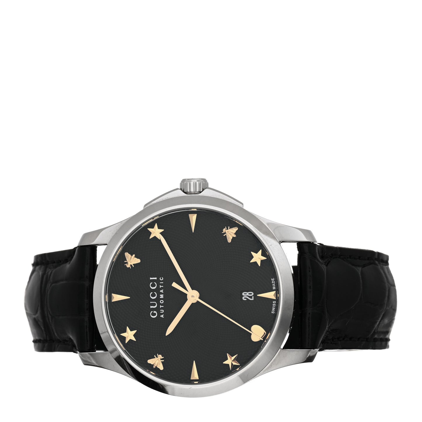 Stainless Steel Alligator 38mm G-Timeless Charm Automatic Watch Black