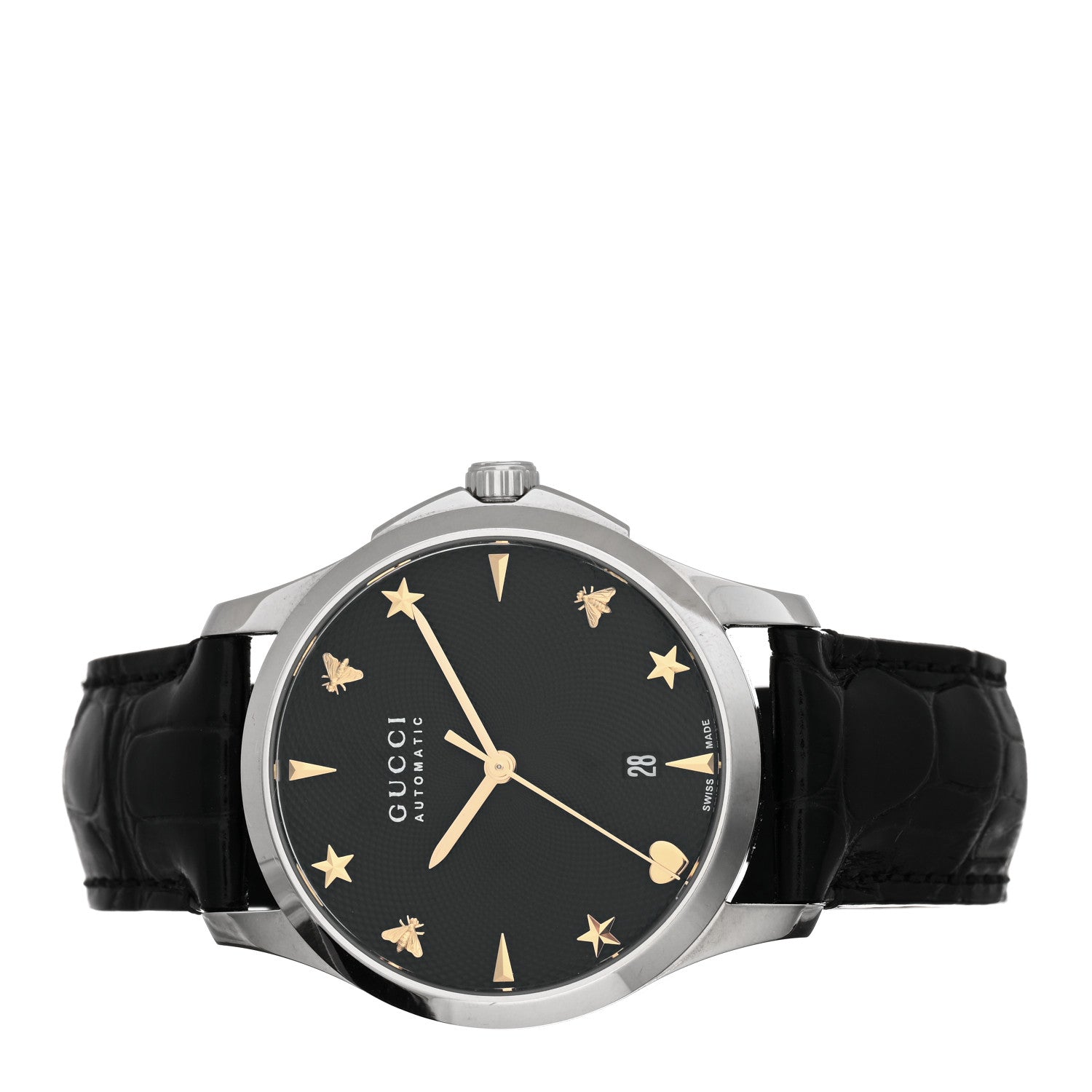Gucci Stainless Steel Alligator 38mm G-Timeless Charm Automatic Watch Black 2 of 4
