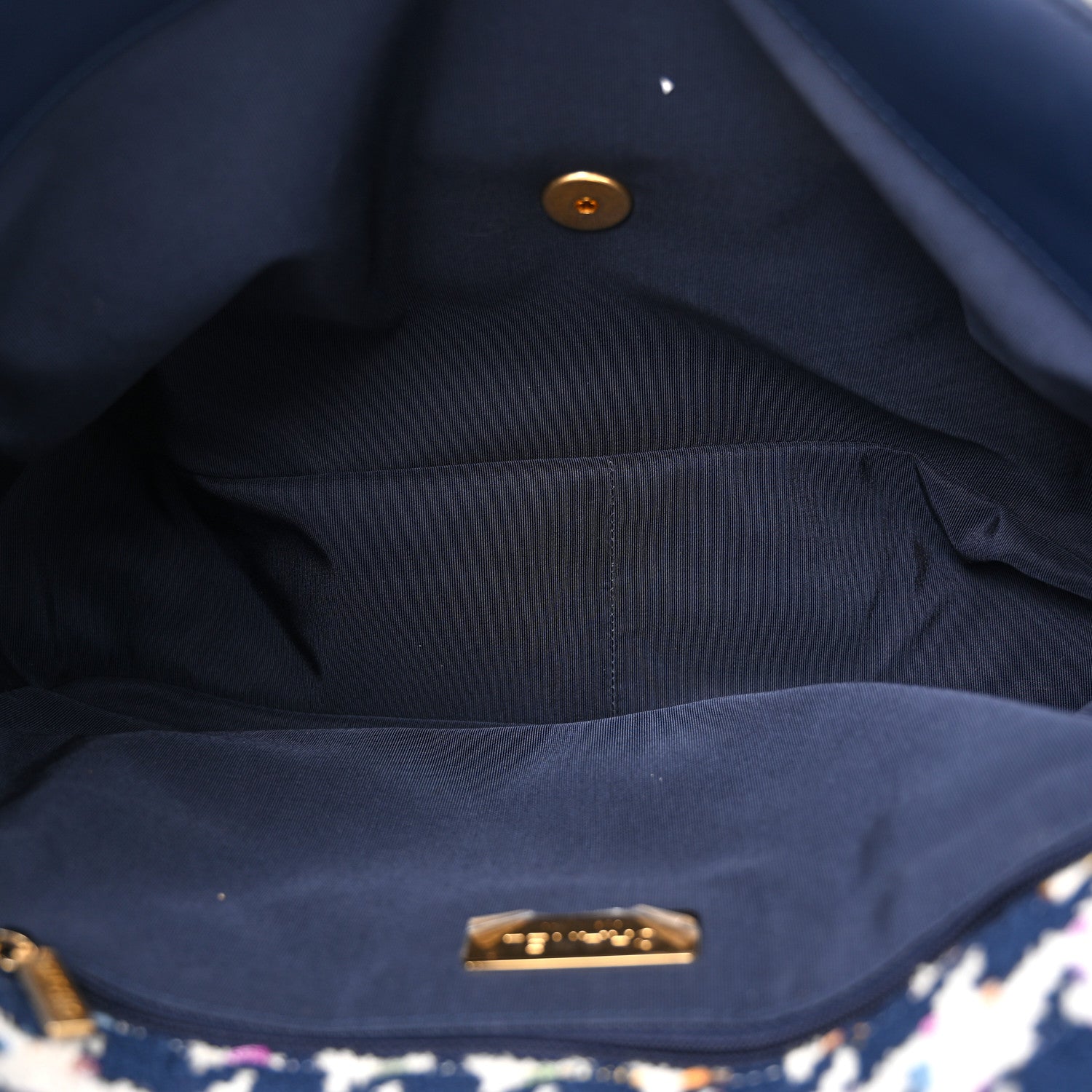 Chanel Tweed Quilted Maxi Chanel 19 Flap Ecru Navy Blue Multicolor 7 of 11