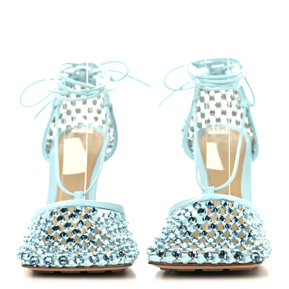 Bottega Veneta Mesh Nappa Crystal Embellished Sparkle Stretch Ankle Tie 90mm Sandals 36 Pool 3 of 8