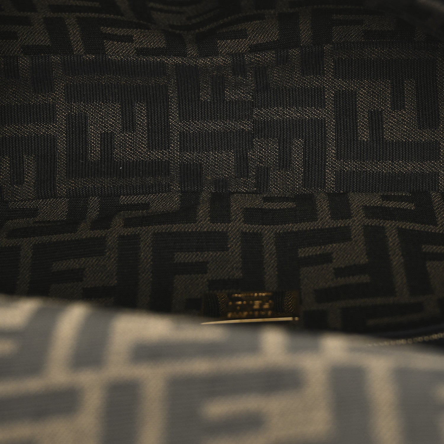 Fendi Fabric Jacquard FF 1974 Medium Baguette Tobacco Moro Black 5 of 11