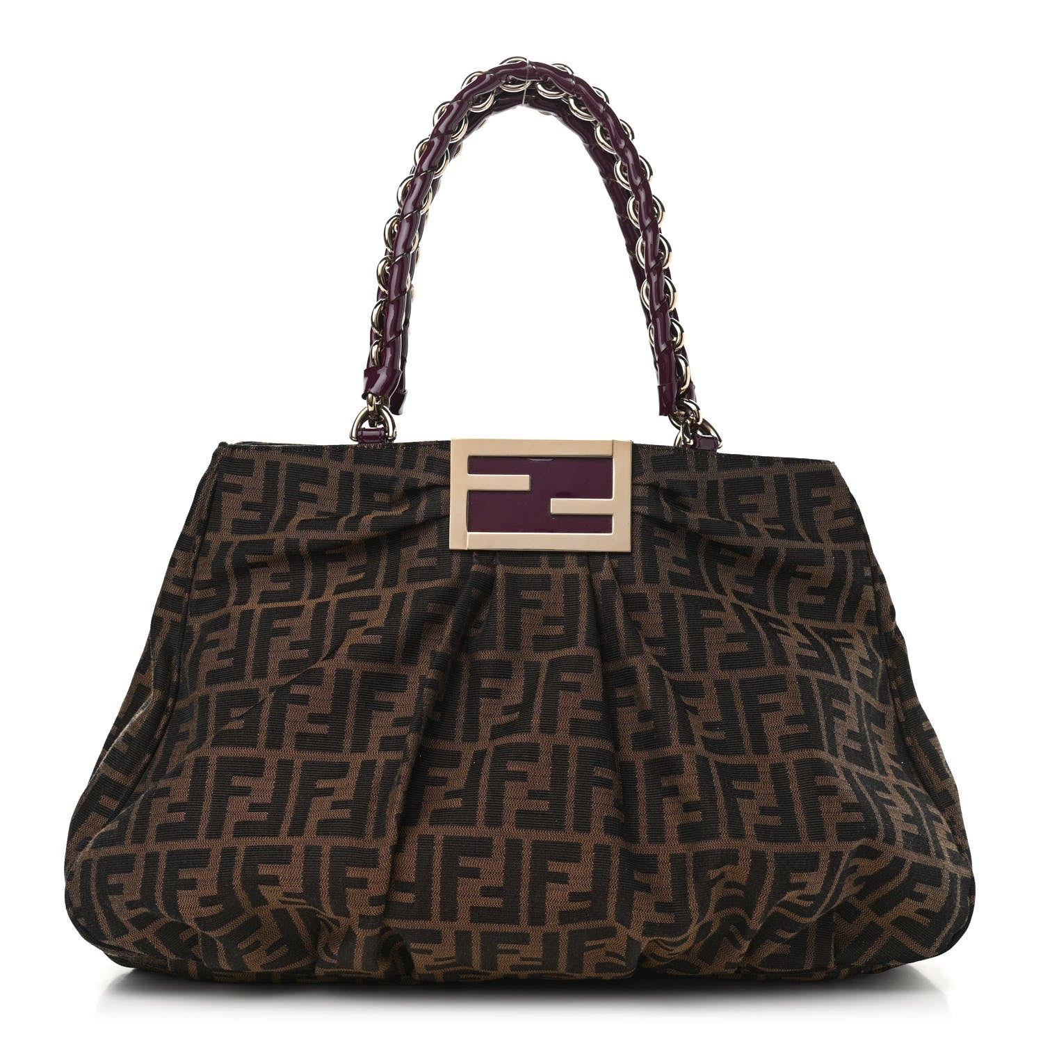 Fendi Zucca Patent Mia Tote Tobacco Burgundy 1 of 12