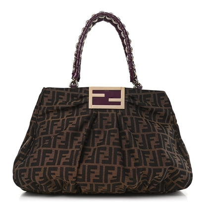 Fendi Zucca Patent Mia Tote Tobacco Burgundy 1 of 12