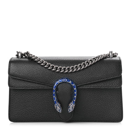 Gucci Dollar Calfskin Enamel Small Dionysus Shoulder Bag Black Electric Blue 1 of 9