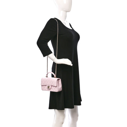Chanel Lambskin Quilted Mini Top Handle Rectangular Flap Light Pink 2 of 9