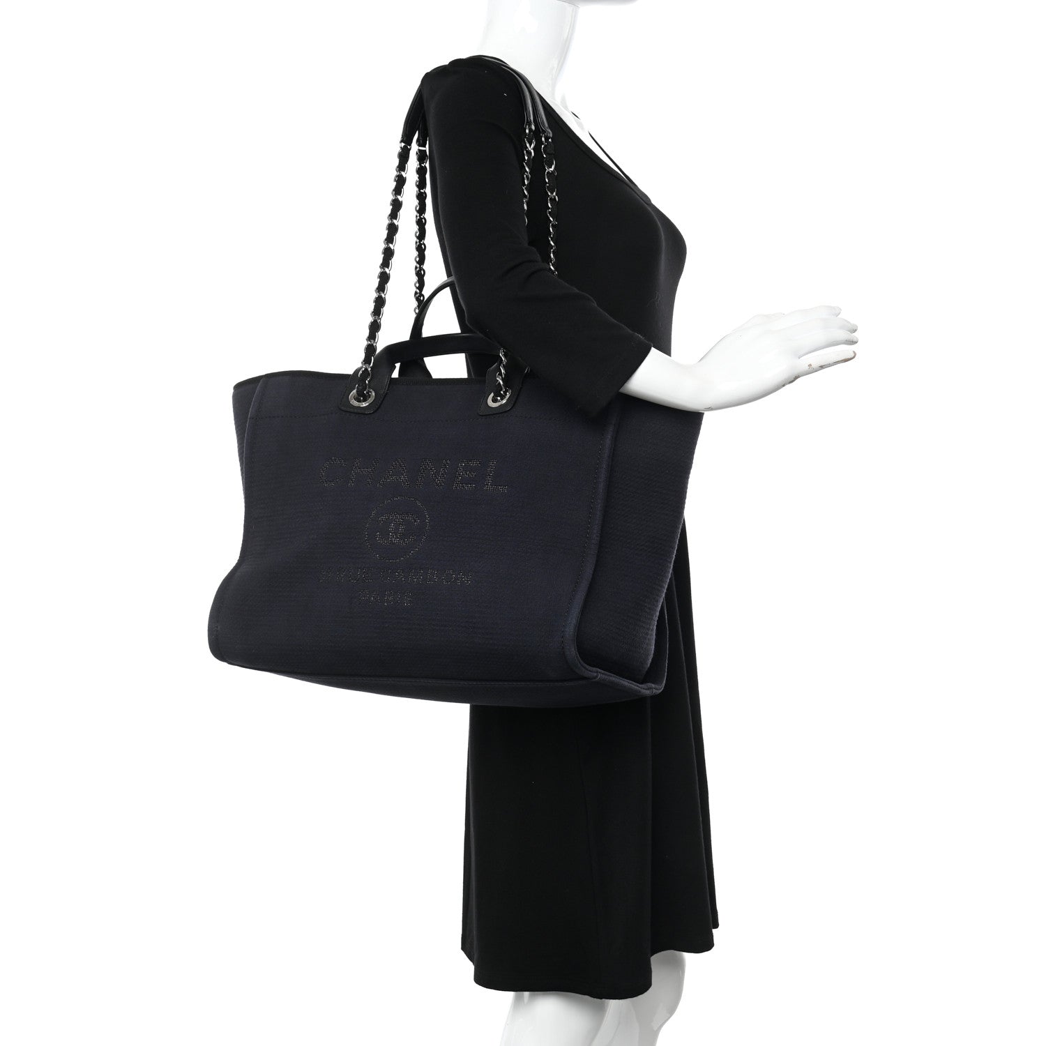 Chanel Mixed Fibers Medium Deauville Tote Black 2 of 14
