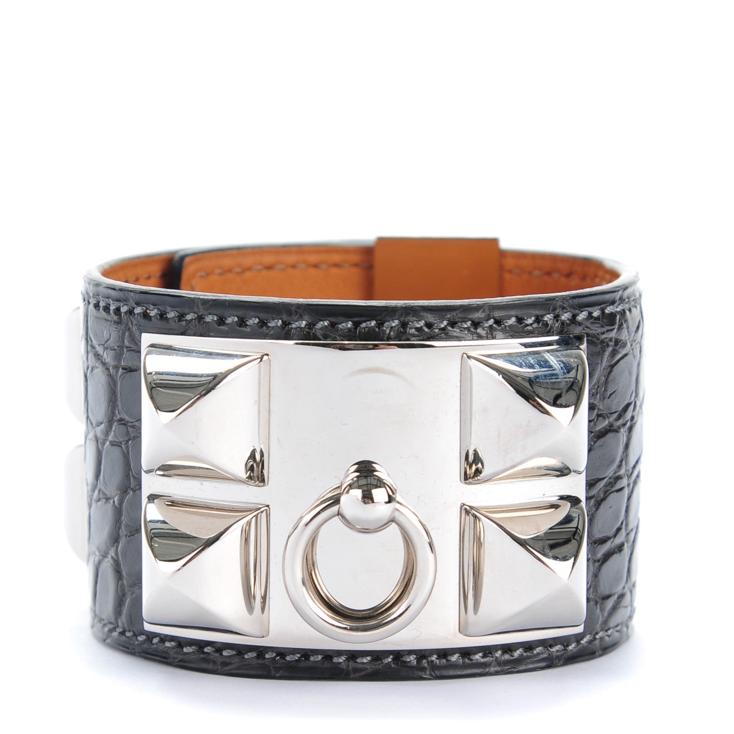 Hermes Matte Alligator Collier De Chien CDC Bracelet S Graphite 1 of 7