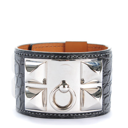 Hermes Matte Alligator Collier De Chien CDC Bracelet S Graphite 1 of 7