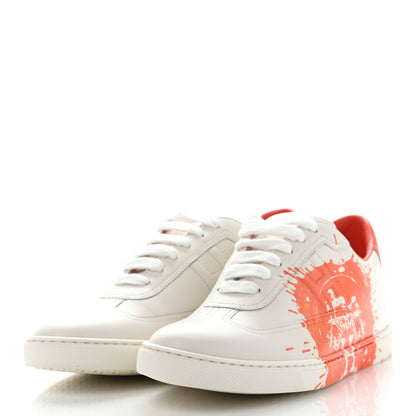 Hermes Swift Printed Peinture Fraiche Quicker Sneakers 37 White Orange 3 of 9