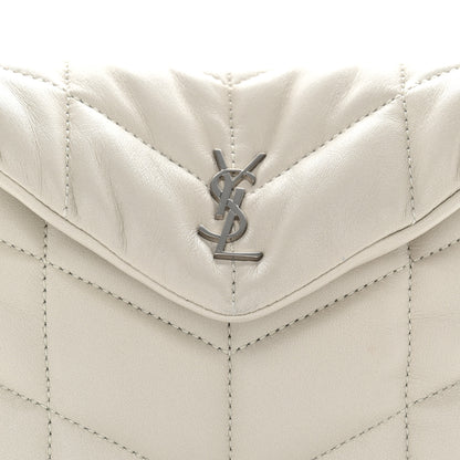 Saint Laurent Lambskin Monogram Loulou Puffer Pouch Clutch Crema Soft 8 of 10