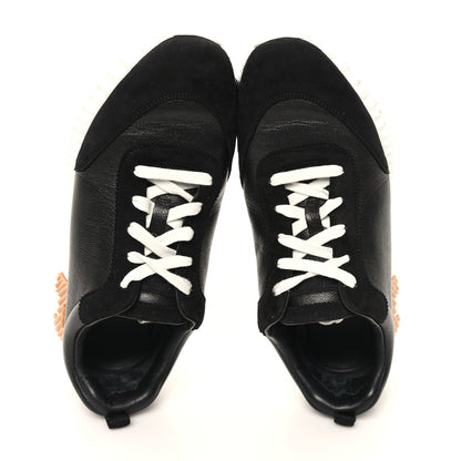 Hermes Goatskin Suede Goatskin Bouncing Sneakers 41 Black 2 of 9