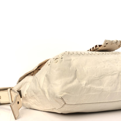 Fendi Goatskin Whipstitch Large Convertible Baguette White 8 of 9