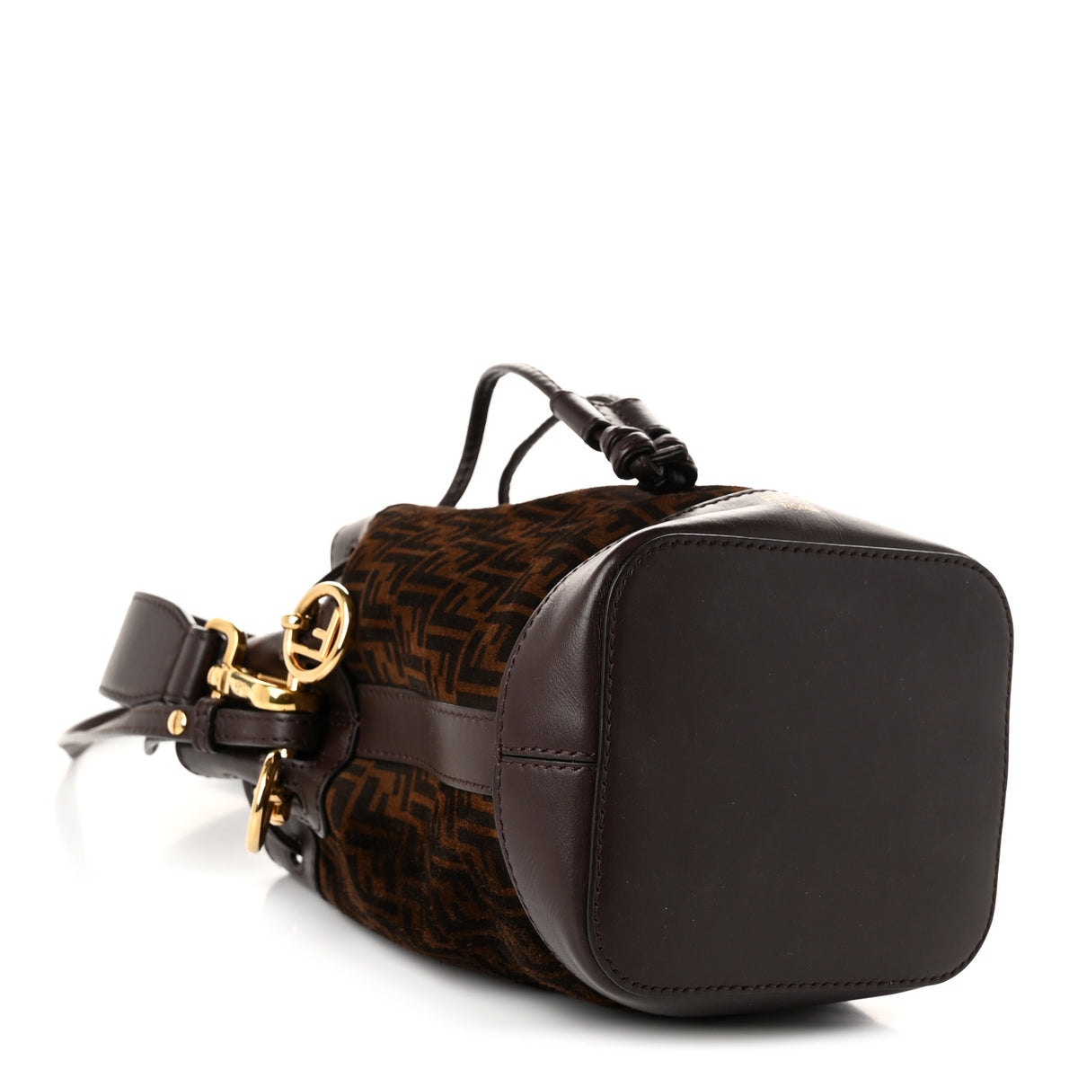 Fendi Suede Vitello King F is Fendi Micro FF Mini Mon Tresor Bucket Bag Sigaro Marrone Ebano 4 of 10