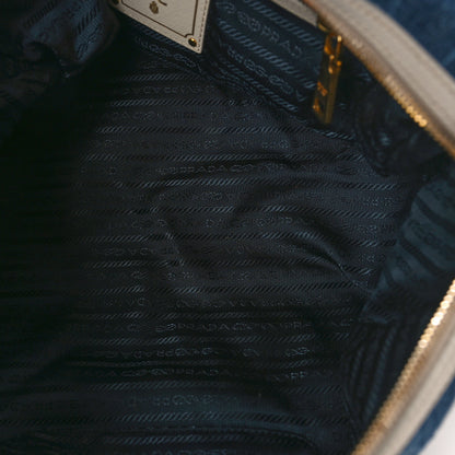Prada Denim Saffiano Bauletto Blue 5 of 8