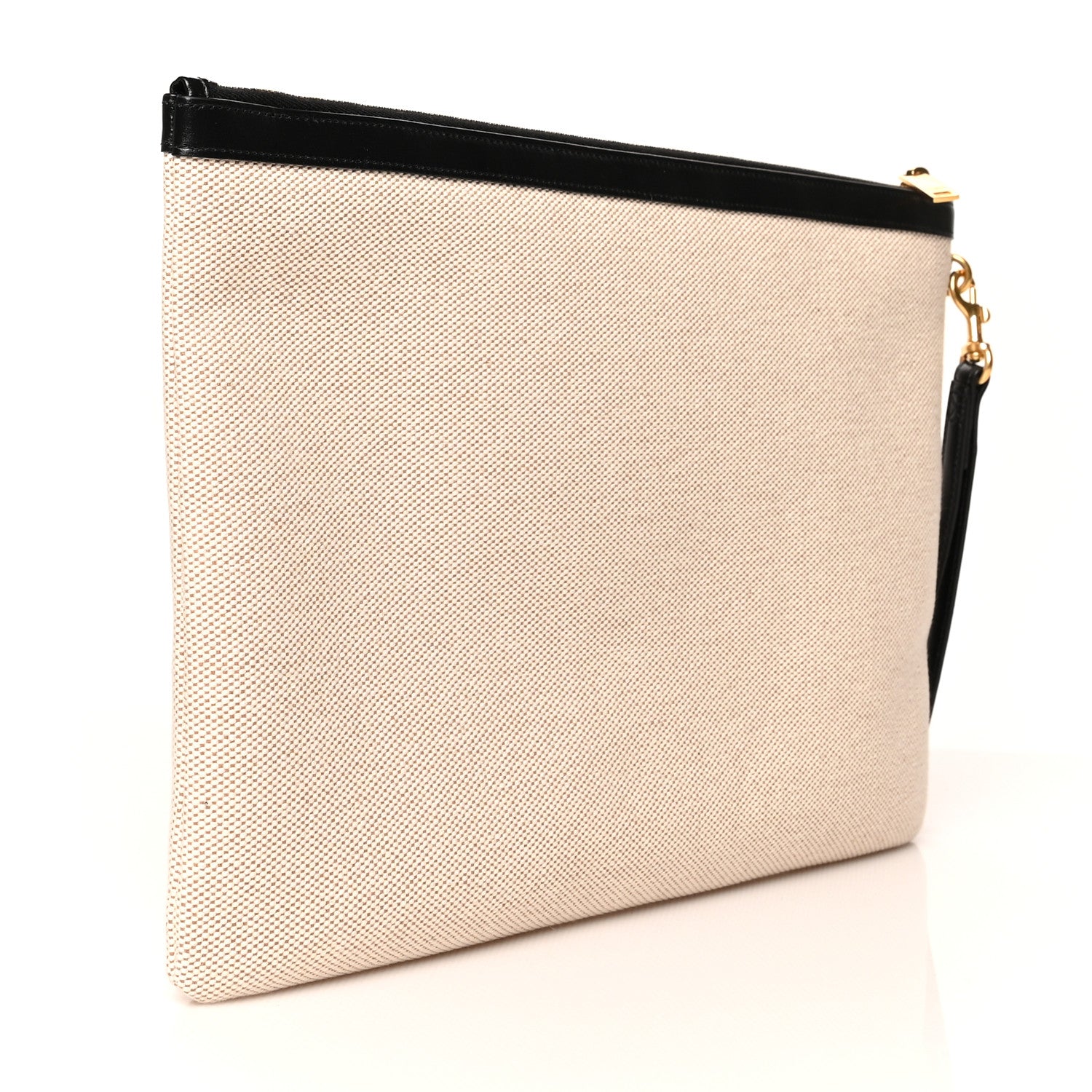 Saint Laurent Canvas Monogram Zipped Pouch Beige Black 3 of 8
