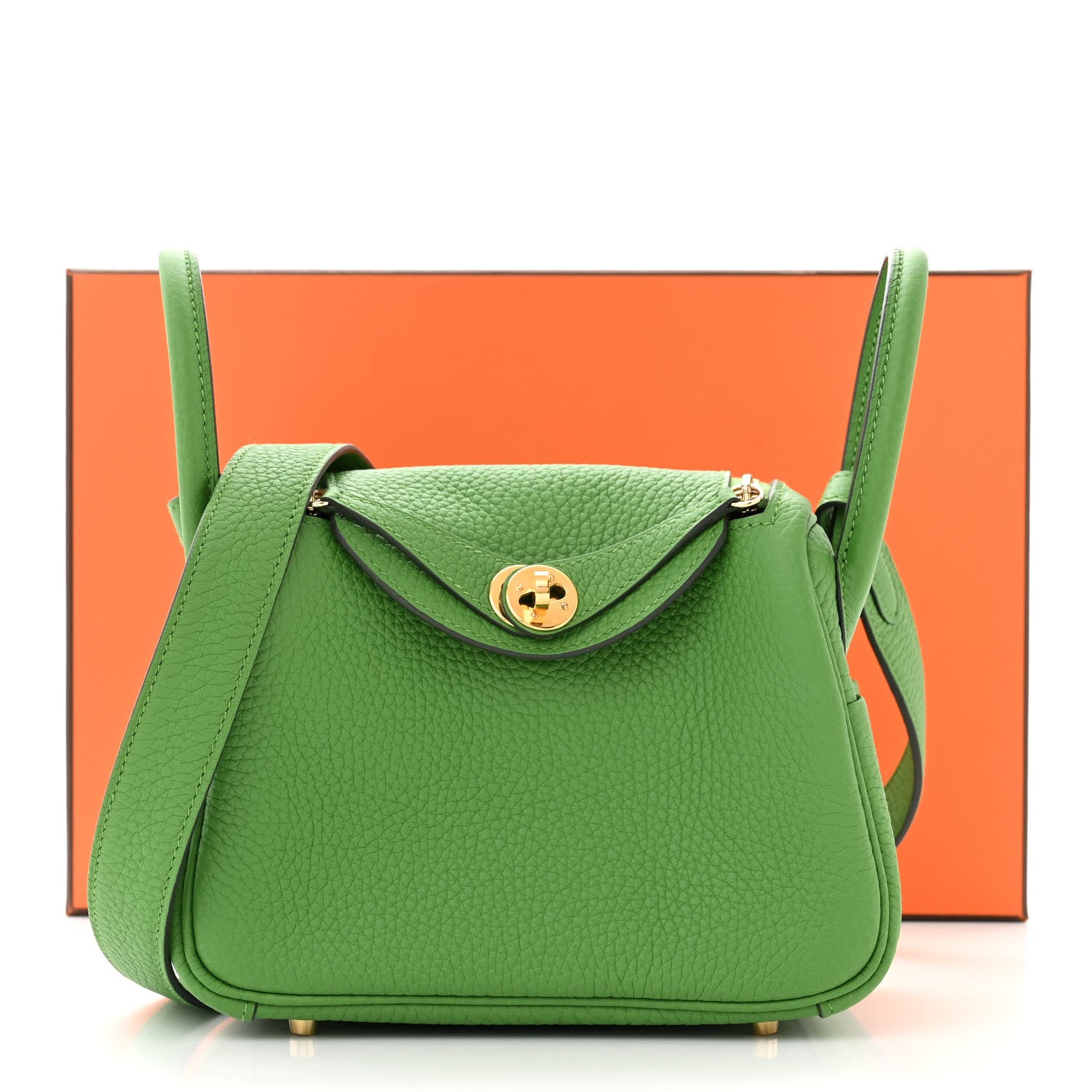 Hermes Taurillon Clemence Mini Lindy 20 Vert Yucca 11 of 11